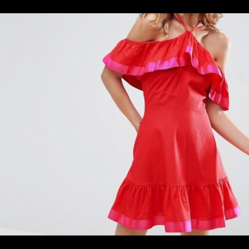 ASOS Off The Shoulder Sundress in Structured Linen